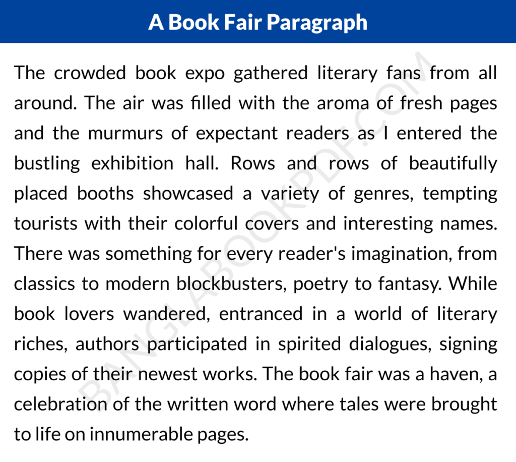 A Book Fair Paragraph for class 10 in 100 to 300 words-a book fair paragraph for class 6a book fair paragraph for class 8a book fair paragraph for class 9 10a book fair paragraph 150 wordsa visit to a book fair paragraphmy visit to a book fair paragrapha book fair paragraph for class 7your visit to a book fair paragrapha book fair paragraph for class 9