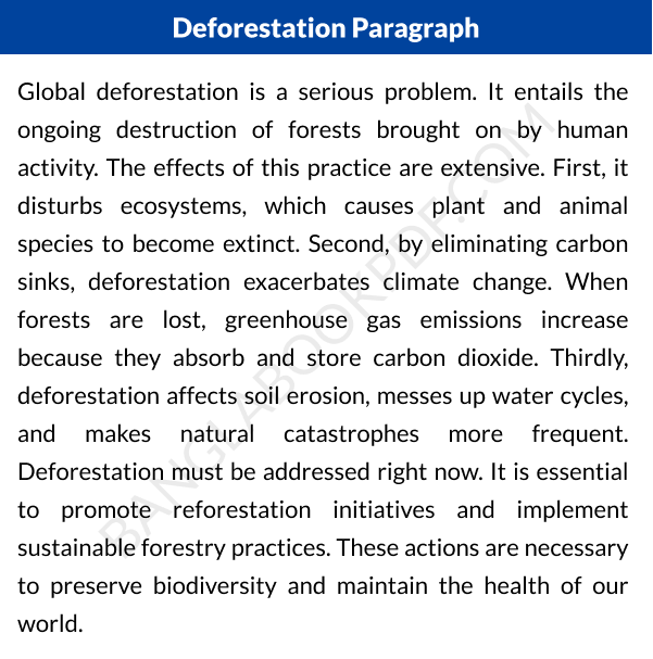 essay on deforestation in 150 words